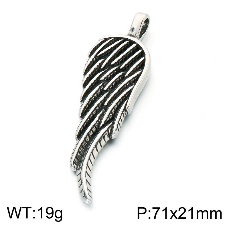 Kemstone Feather Wing Pendant Necklace for Men Stainless Steel Vintage Style KP118543-LU