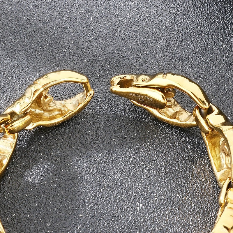 Kemstone Titanium Steel Crab Claw Bracelet for Men – Heavy Chain Punk Style KB205186-KJX