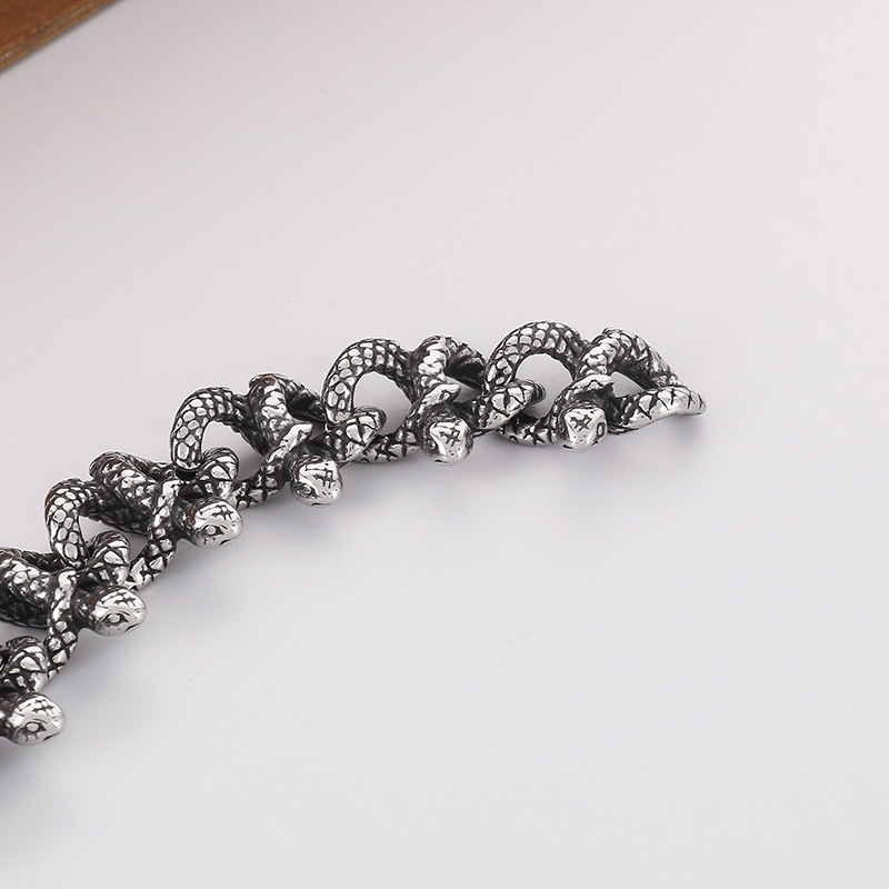 Kemstone Titanium Steel Serpent Chain Bracelet – Dark Vintage Wrap Style for Men KB166081-KJX
