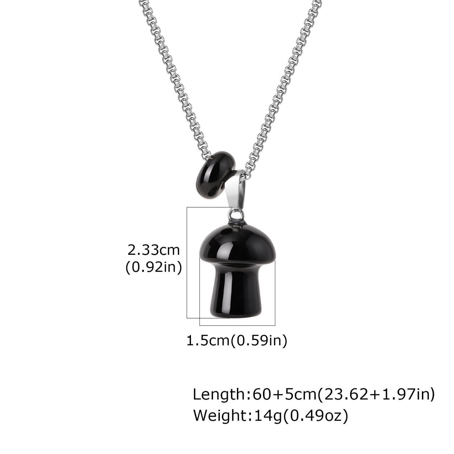Kemstone Mushroom Pendant Necklace Natural Stone Stainless Steel for Men Women Aventurine Tiger Eye Obsidian NC2875
