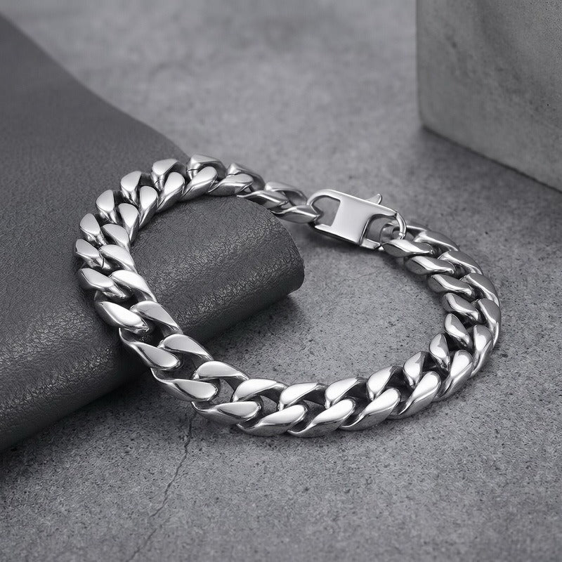 Kemston Titanium Steel Wide Cuban Link Bracelet for Men 11MM KB26873-D