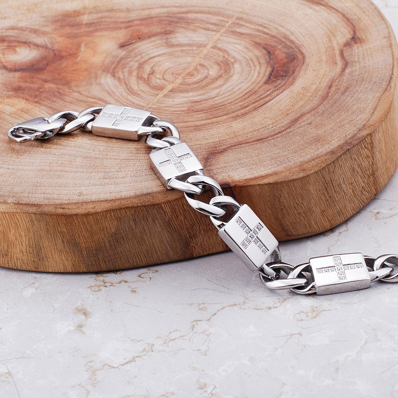 Kemstone Cross Link Bracelet for Men Titanium Steel Chunky Chain KB102750-BD