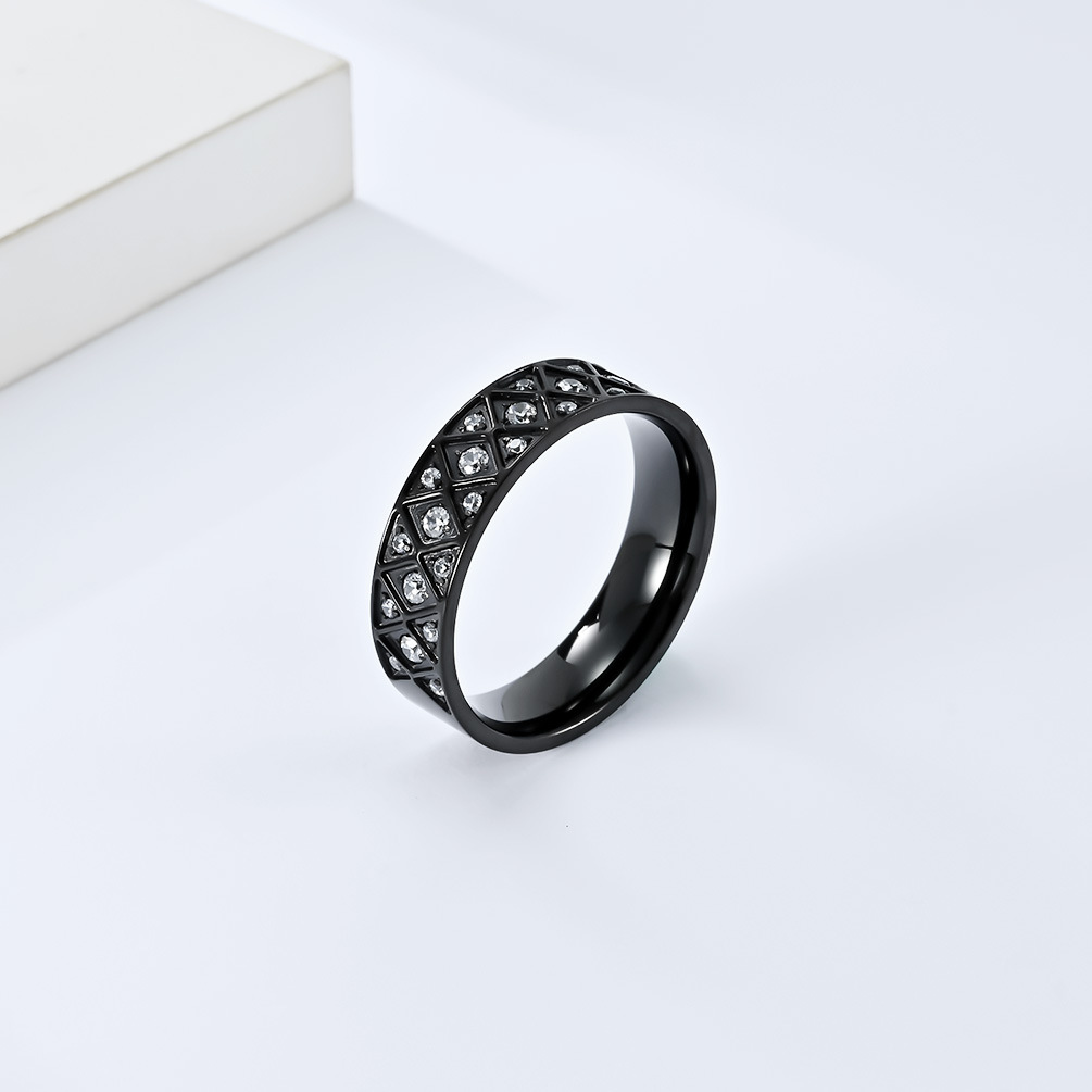 Kemstone Stainless Steel Lattice Cubic Zirconia Ring for Men & Women K-R733