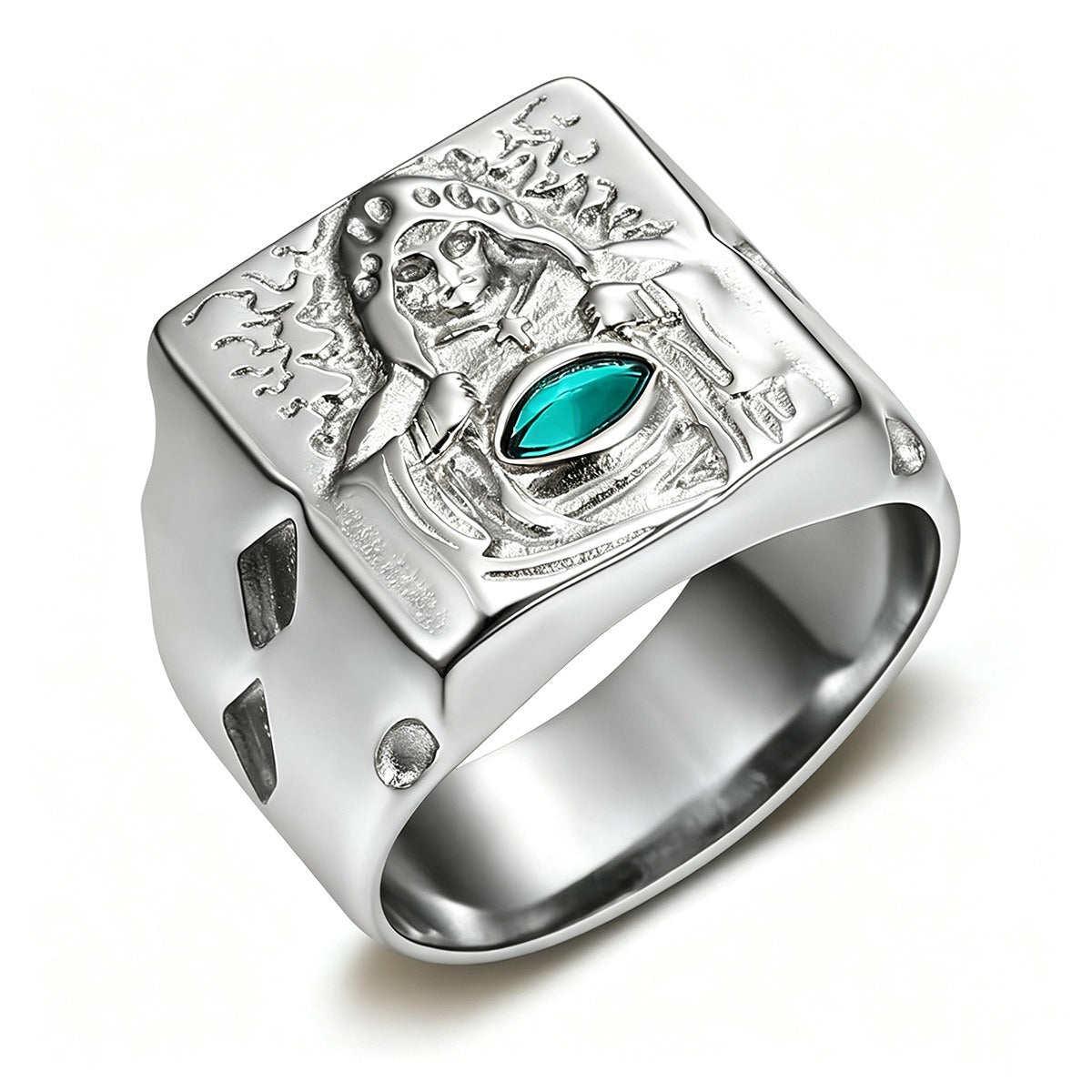 Kemstone Figure Signet Ring for Men Marquise Cubic Zirconia TR0535