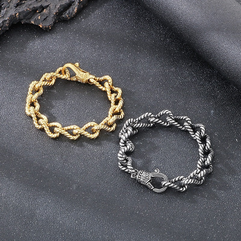 Kemstone Titanium Steel Twisted Rope Chain Bracelet for Men – Vintage Punk KB184819-KJX