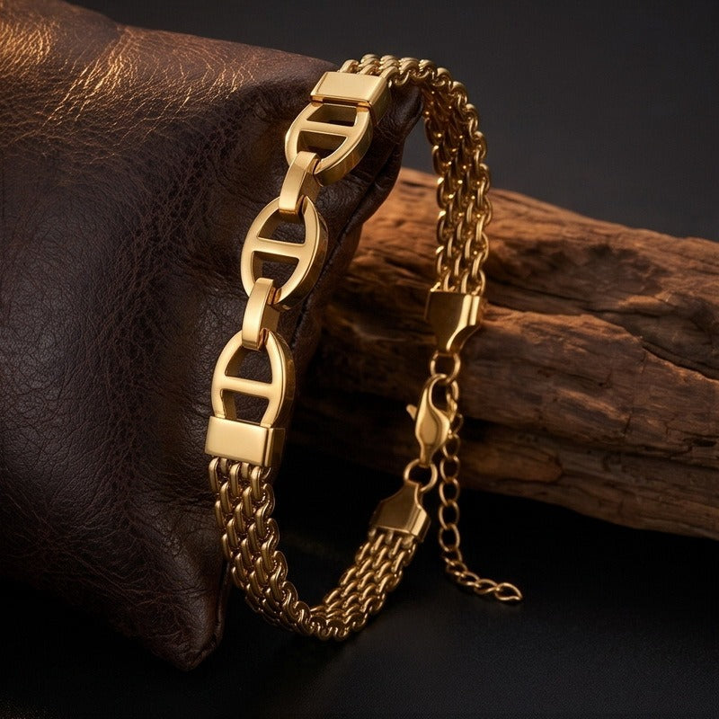 Kemstone Titanium Steel Curved Link Mesh Bracelet for Men Adjustable KB213297-KFC