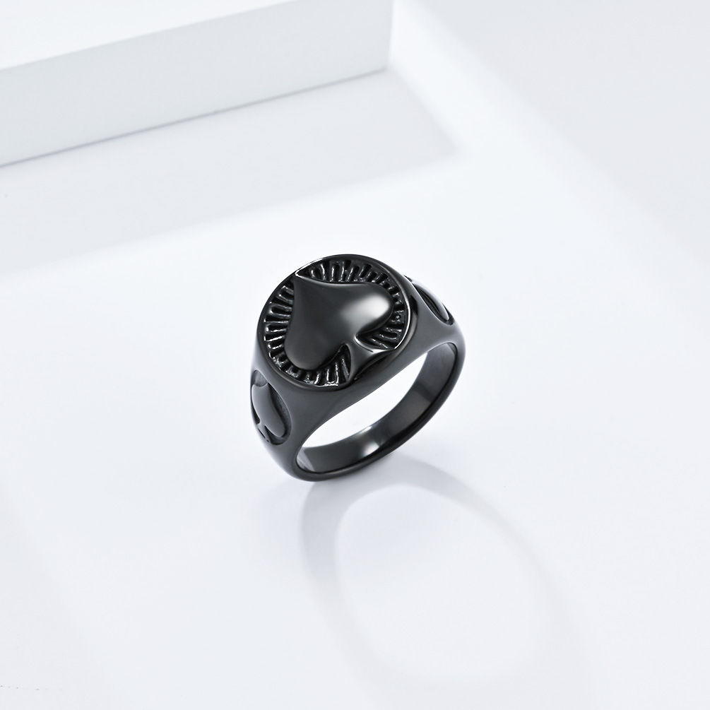 Kemstone Stainless Steel Spade Signet Ring for Men K-R789