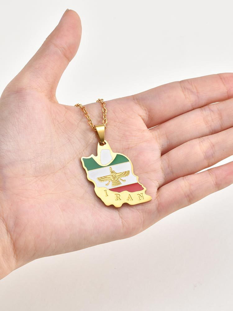 Kemstone Stainless Steel Iran Map Pendant Necklace for Men Women Gold Silver PN-2345 PN-2345