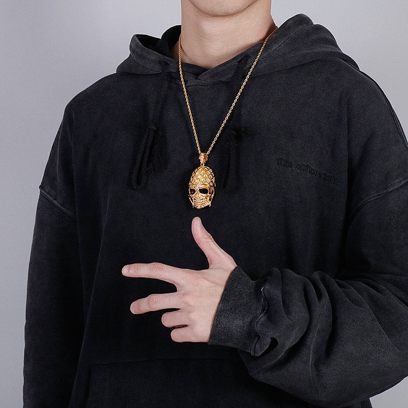 Kemstone Gothic Skull Pendant Necklace for Men – Titanium Steel KP37967-D