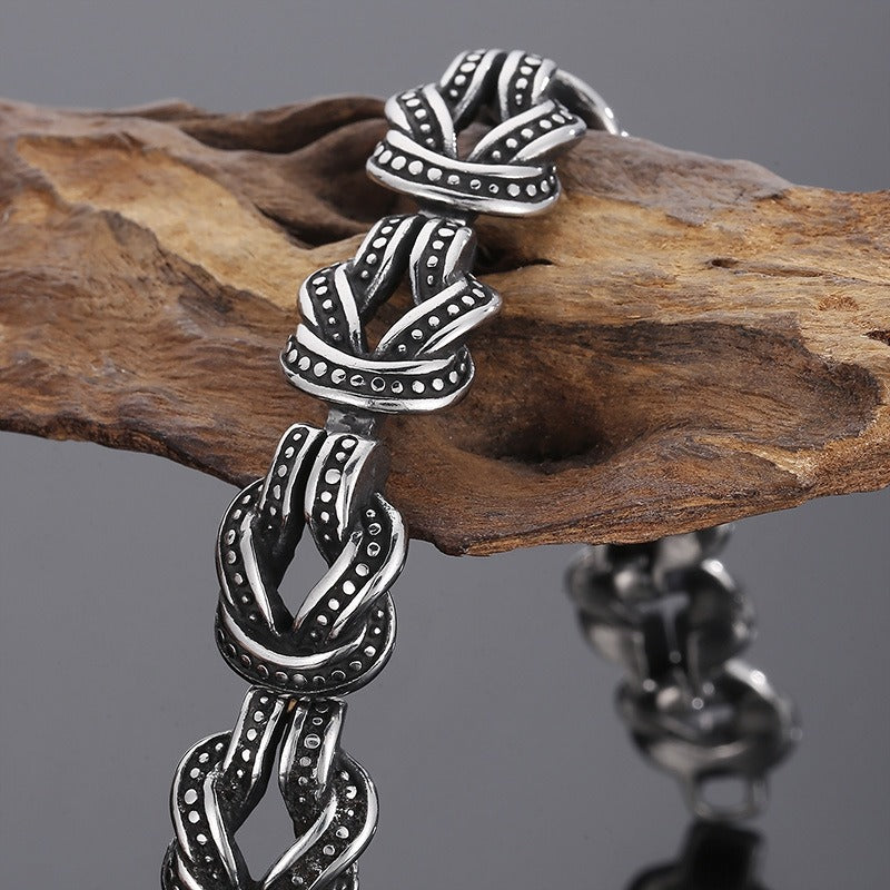 Pulsera punk Kemstone de acero y titanio negro mate - Diseño de puntos geométricos para hombre (ajustable) KB163101-KJX