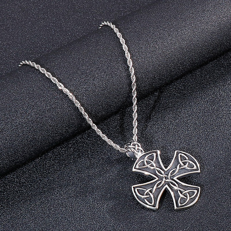 Kemstone Celtic Knot Cross Necklace for Men Titanium Steel Vintage KP54651-BD