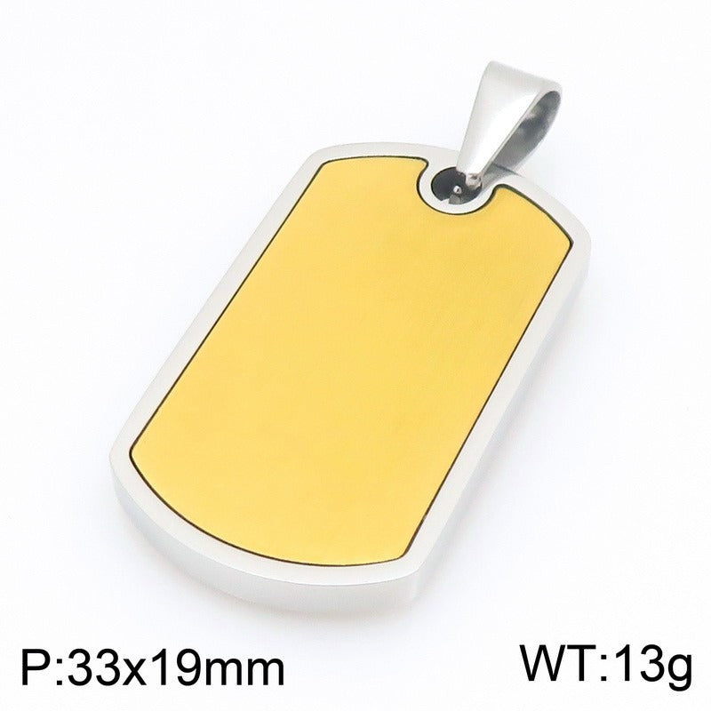 Kemstone Titanium Steel Tag Pendant Necklace – Brushed ID Plate for Men KP118330-ZLA