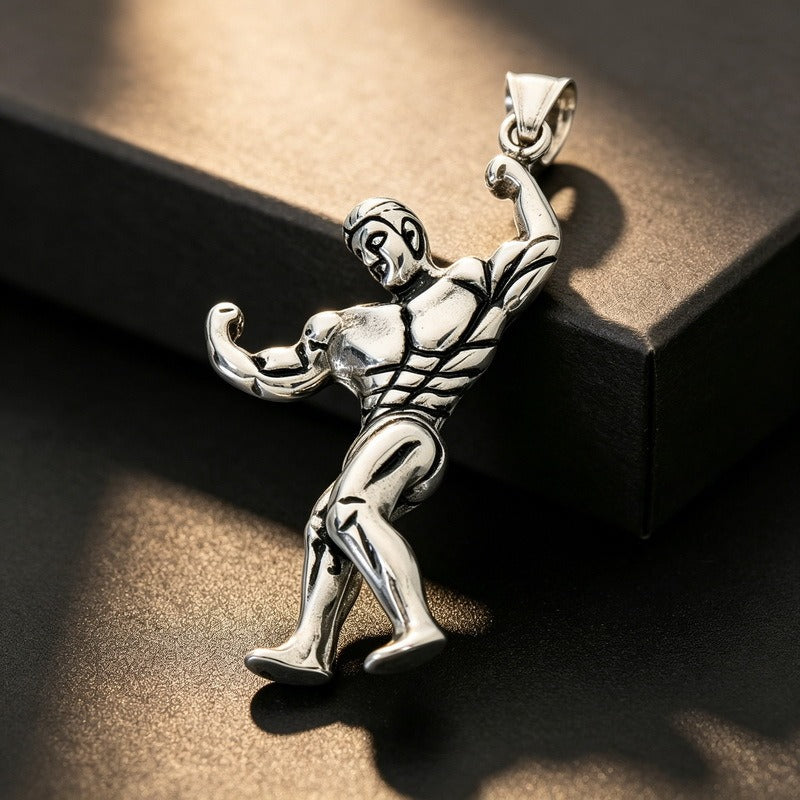 Kemstone Stainless Steel Muscle Man Pendant Necklace for Men Vintage Bodybuilding KP118622-LU