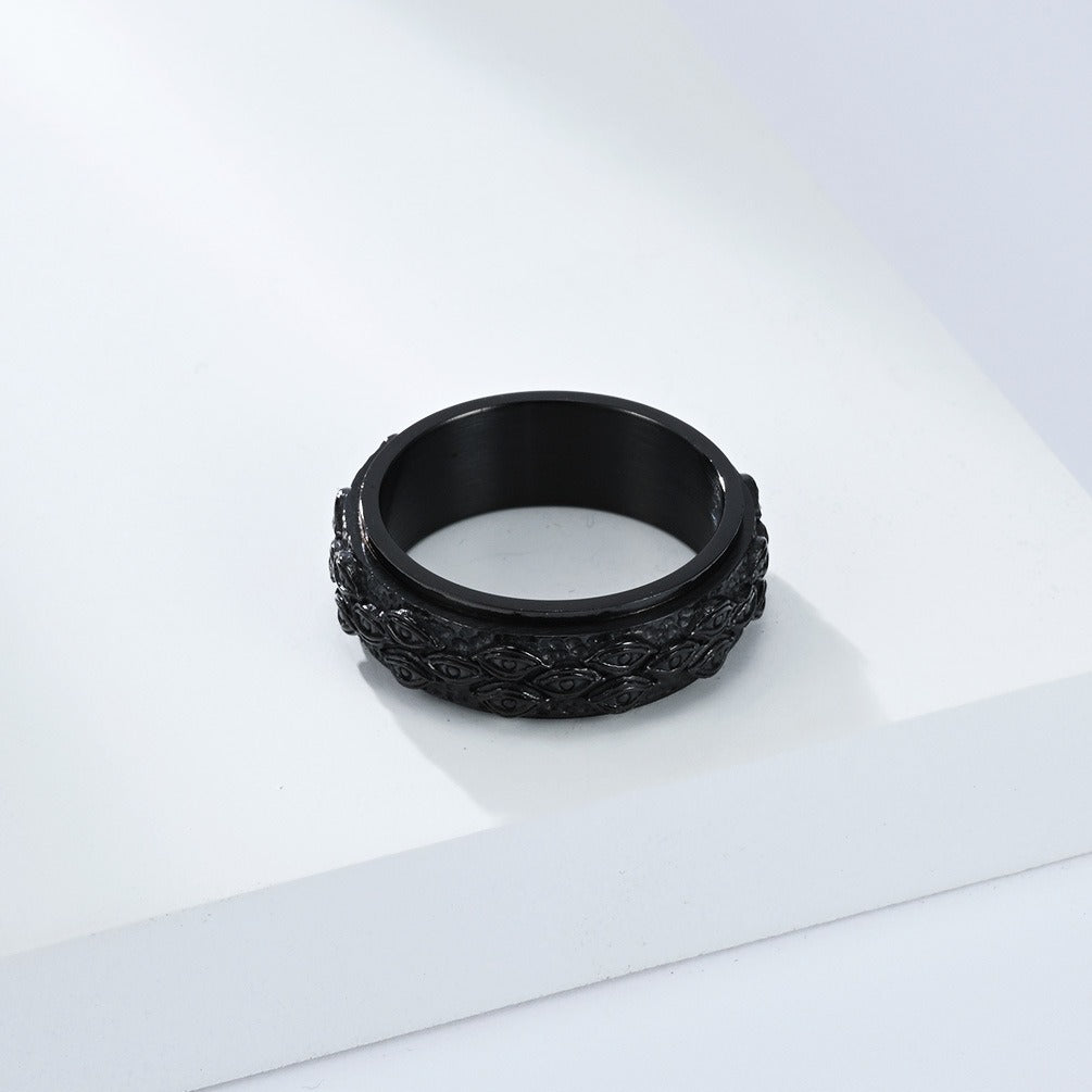 Kemstone Stainless Steel Evil Eye Spinner Ring for Men & Women – Vintage Style K-R1063