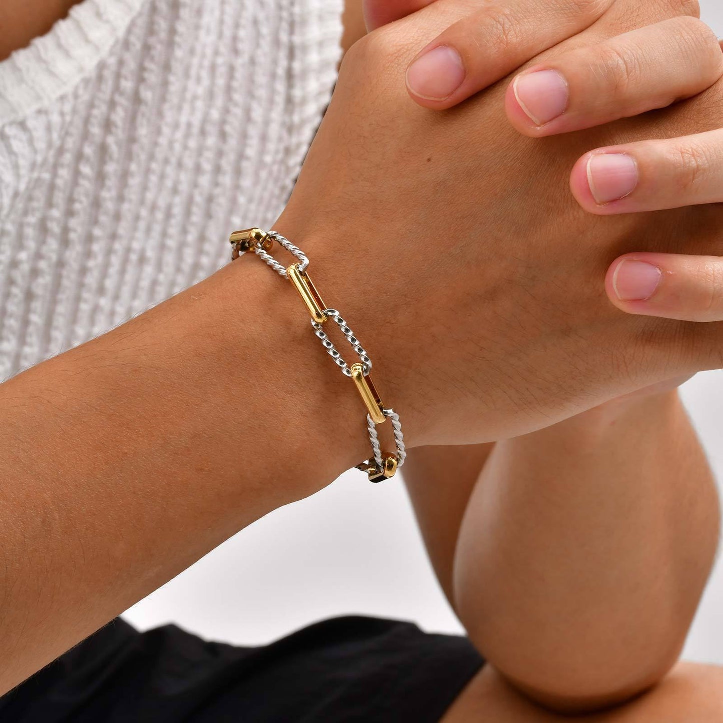 Kemstone Stainless Steel Handcrafted Link Chain Bracelet for Men BR-1705