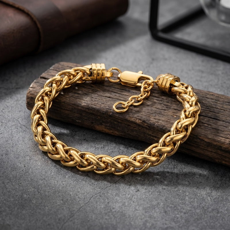 Kemstone Woven Chain Bracelet for Men Titanium Steel Adjustable 8MM KB214671-KFC