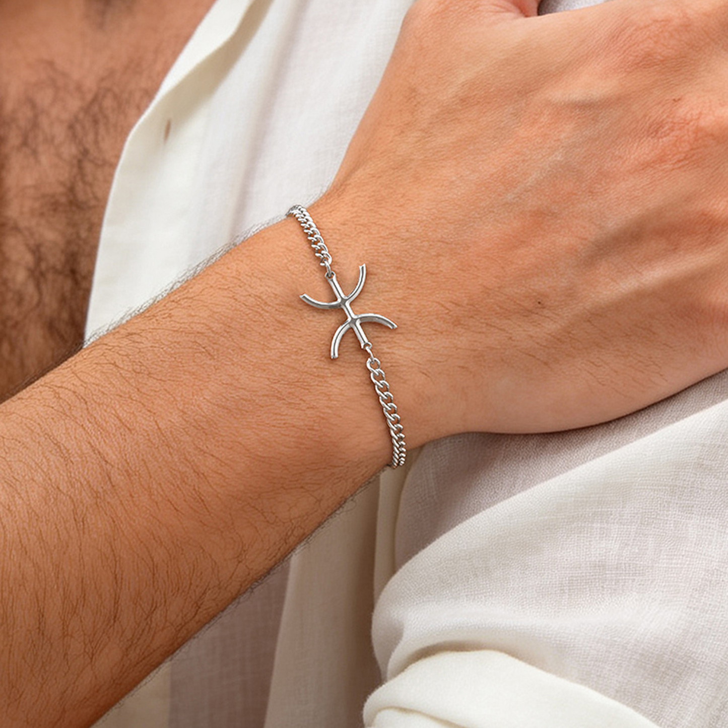 Kemstone Stainless Steel Tribal Inspired Dual Wear Necklace Bracelet for Men Hip Hop Minimal Chain BR-3040