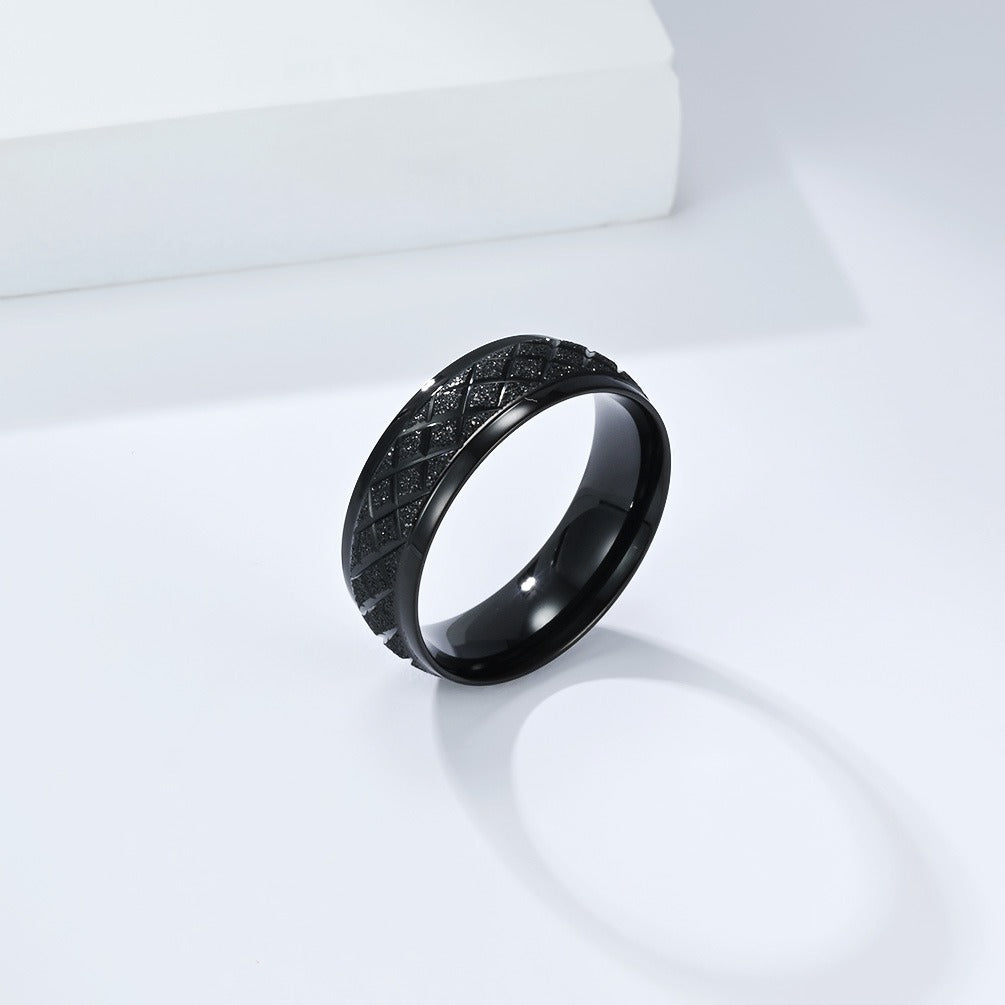 Kemstone Stainless Steel Matte Pattern Ring for Men & Women K-R1081