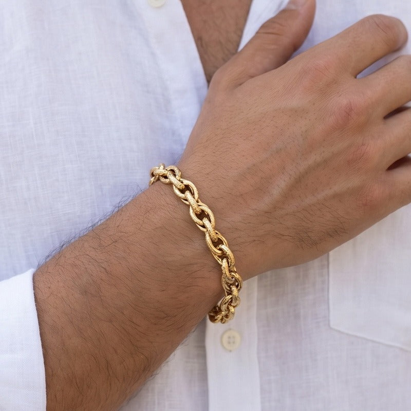 Kemstone Textured Braided Chain Bracelet for Men Titanium Steel Twisted Link KB214674-KFC