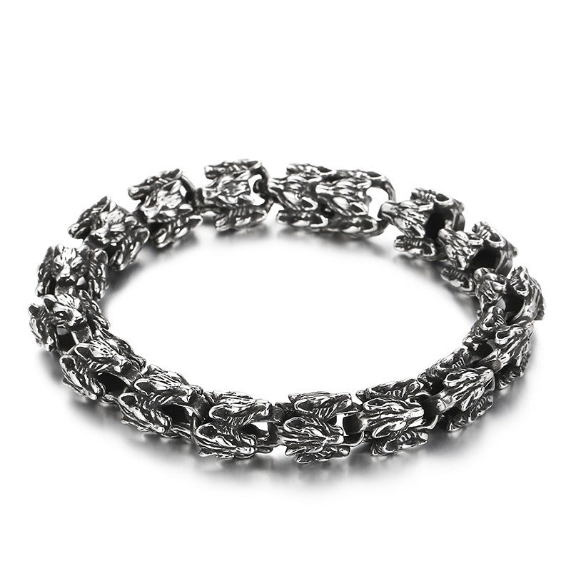 Kemstone Snake Head Bracelet for Men Titanium Steel Vintage Animal Jewelry KB155325-KJX