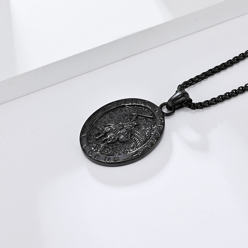 Kemstone Stainless Steel Vintage Medallion Pendant Necklace for Men K-PT604