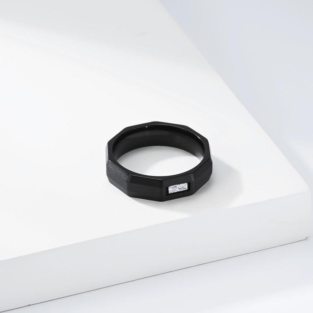 Kemstone Geometric Faceted Stainless Steel Ring for Men Women K-R1131