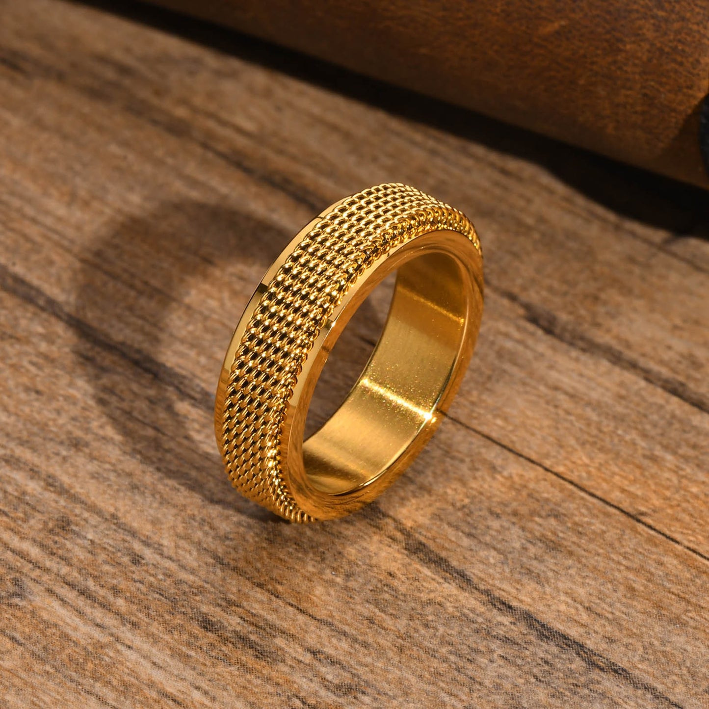Stainless Steel Spinner Ring for Men – Chain Mesh Design | Fidget Band Ring R-664