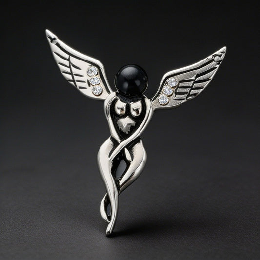 Kemstone Stainless Steel Dragonfly Winged Figure Pendant Necklace for Men Gothic K-PT668