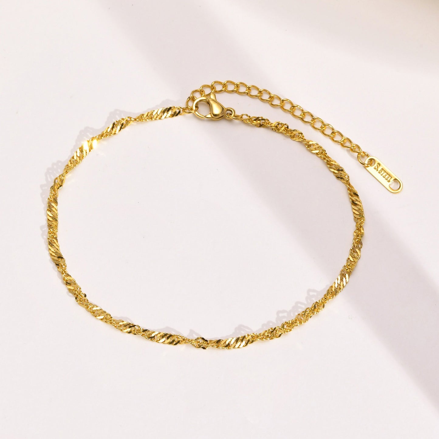 Bracciale e cavigliera in acciaio inossidabile con effetto onda d'acqua - Eleganza personalizzata per la grazia quotidiana BR-1315