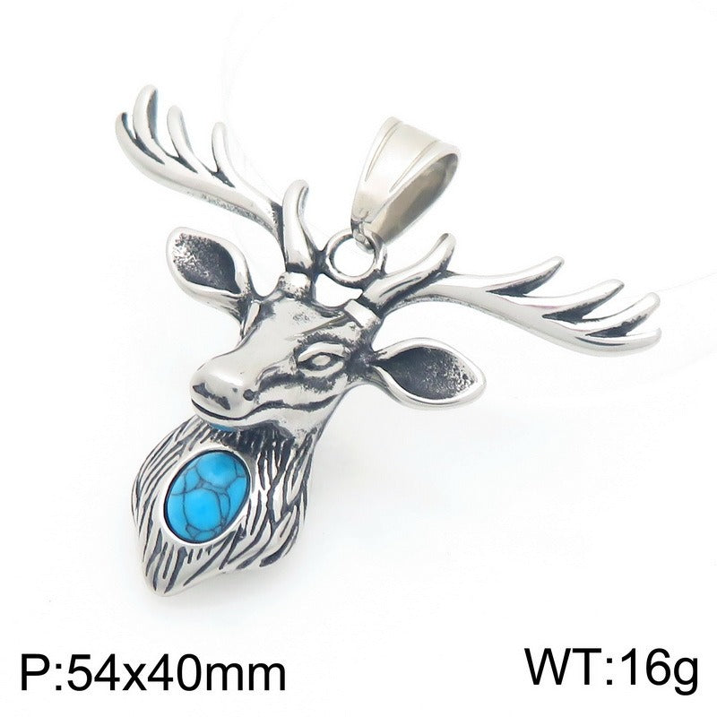 Kemstone Pendant Necklace for Men Titanium Steel Gothic Animal Pendant Snake Spider Skull Silver KP117040-LU