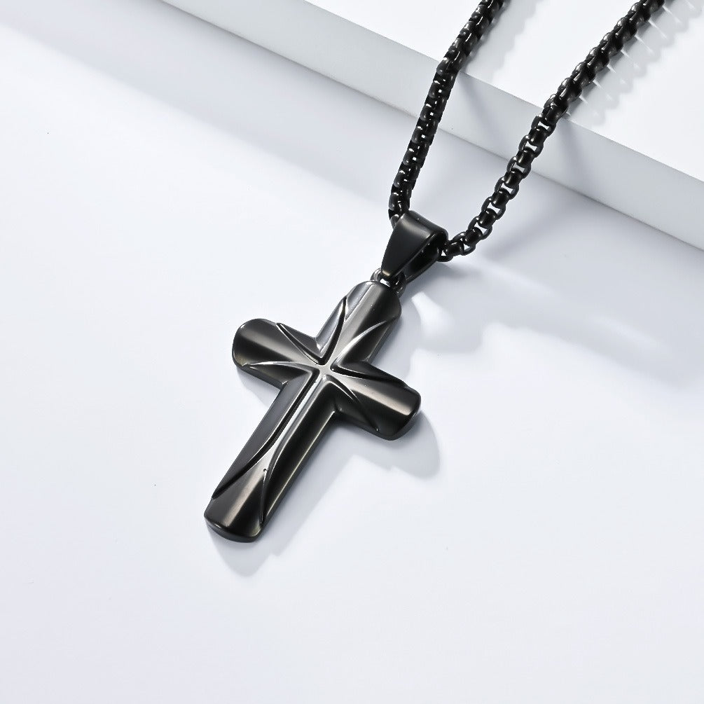 Kemstone Stainless Steel Minimal Cross Pendant Necklace for Men K-PT622
