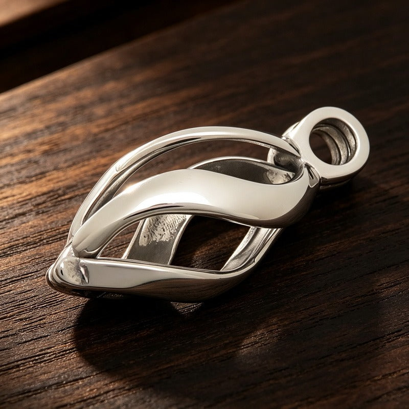Kemston Openable Leaf Pendant Necklace for Men Stainless Steel Teardrop Design KP119649-GC