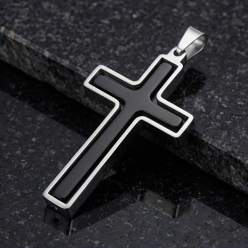Kemstone Rotating Cross Pendant Necklace for Men Titanium Steel Two Tone KP118323-ZLA