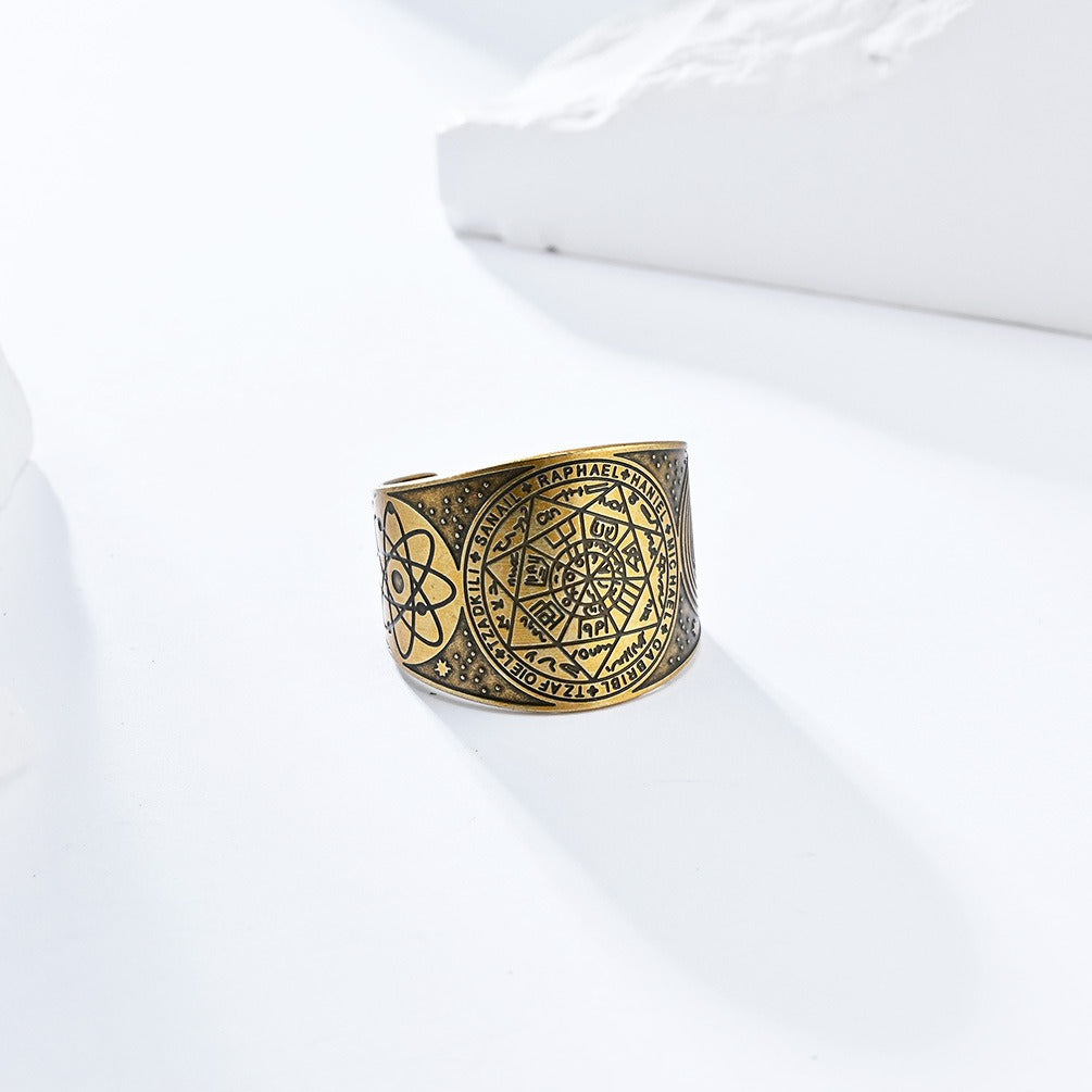 Kemstone Stainless Steel Vintage Adjustable Ring – Men’s Statement Band K-R7800