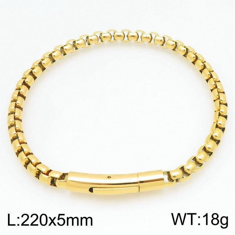 Kemstone Titanium Steel Square Bead Chain Bracelet for Men KB145394-KFC