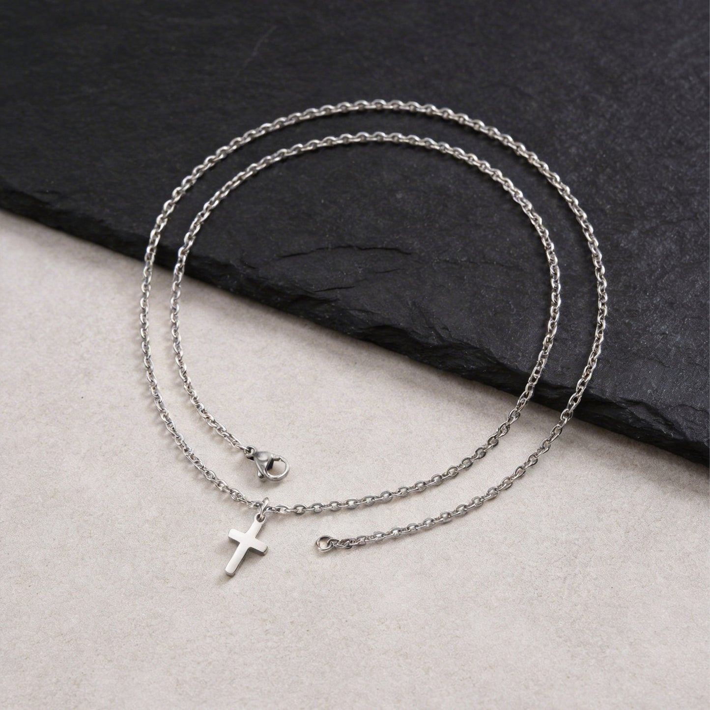 Kemstone Stainless Steel Minimal Cross Pendant Necklace for Men & Women Gold Silver PN-2289