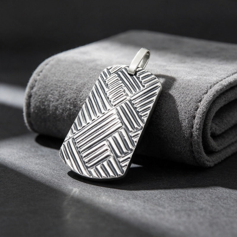 Kemston Stainless Steel Geometric Woven Pendant Necklace for Men KP118342-KJX