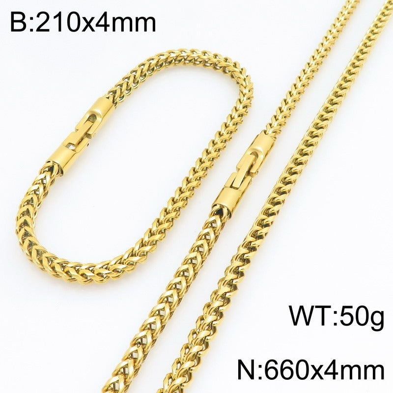 Kemstone Titanium Steel Braided Chain Bracelet for Men Textured Woven Link KB214403-KFC