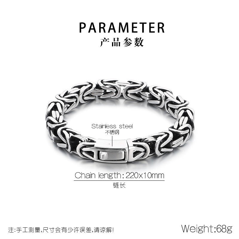 Kemstone Titanium Steel Square Imperial Chain Bracelet for Men KB111152-BD