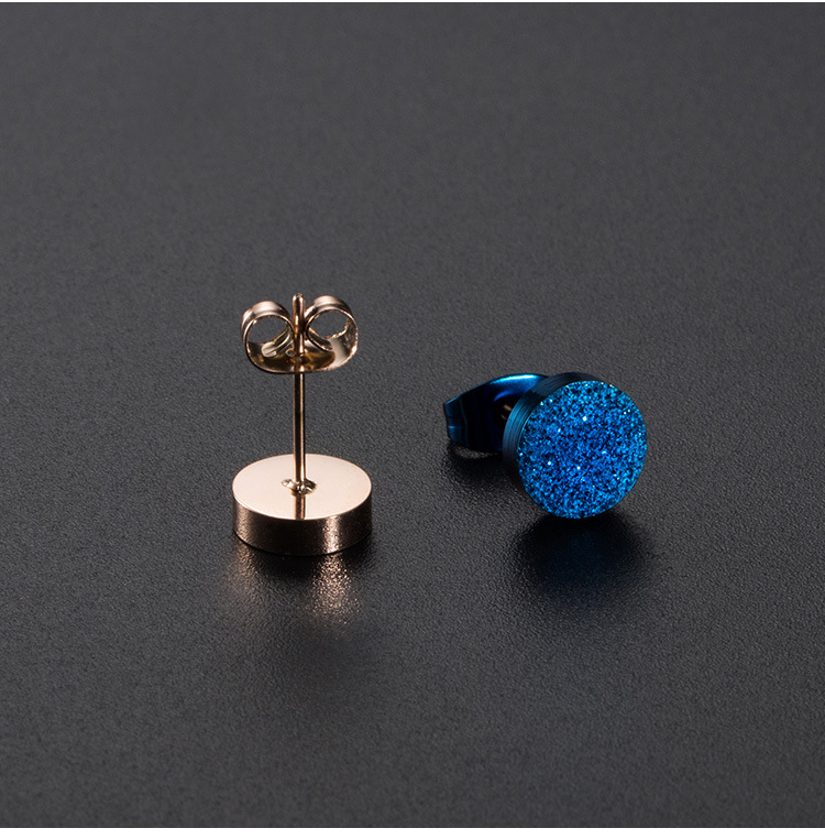 Kemstone Sand Textured Stud Earrings for Men & Women Stainless Steel Round Finish K-E012