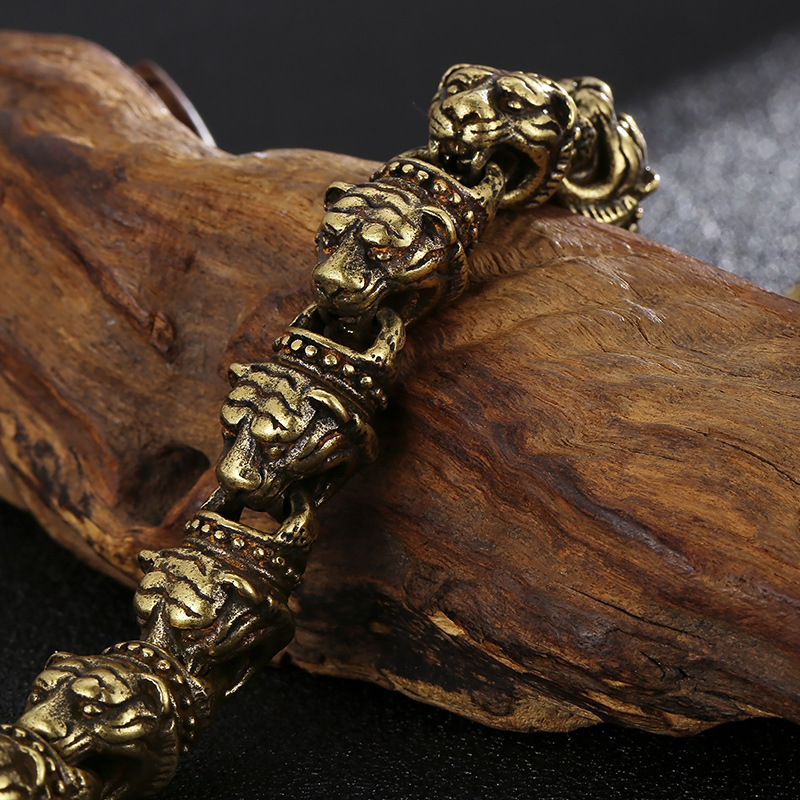 Kemstone Titanium Steel Tiger Head Bead Bracelet for Men KB152704-KJX