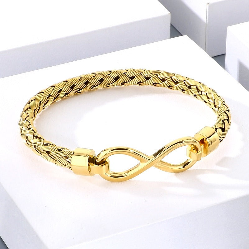 Kemstone Infinity Bracelet for Men Titanium Steel Braided Chain Gold Silver KB212143-KFC