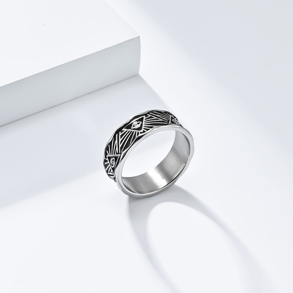 Kemstone Stainless Steel Horus Eye Ring for Men K-R820