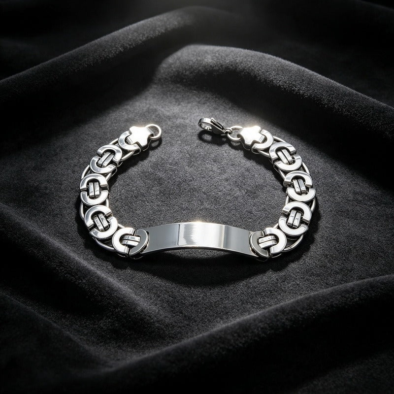 Kemstone Titanium Steel ID Bracelet for Men Curved Plate KB215057-JG