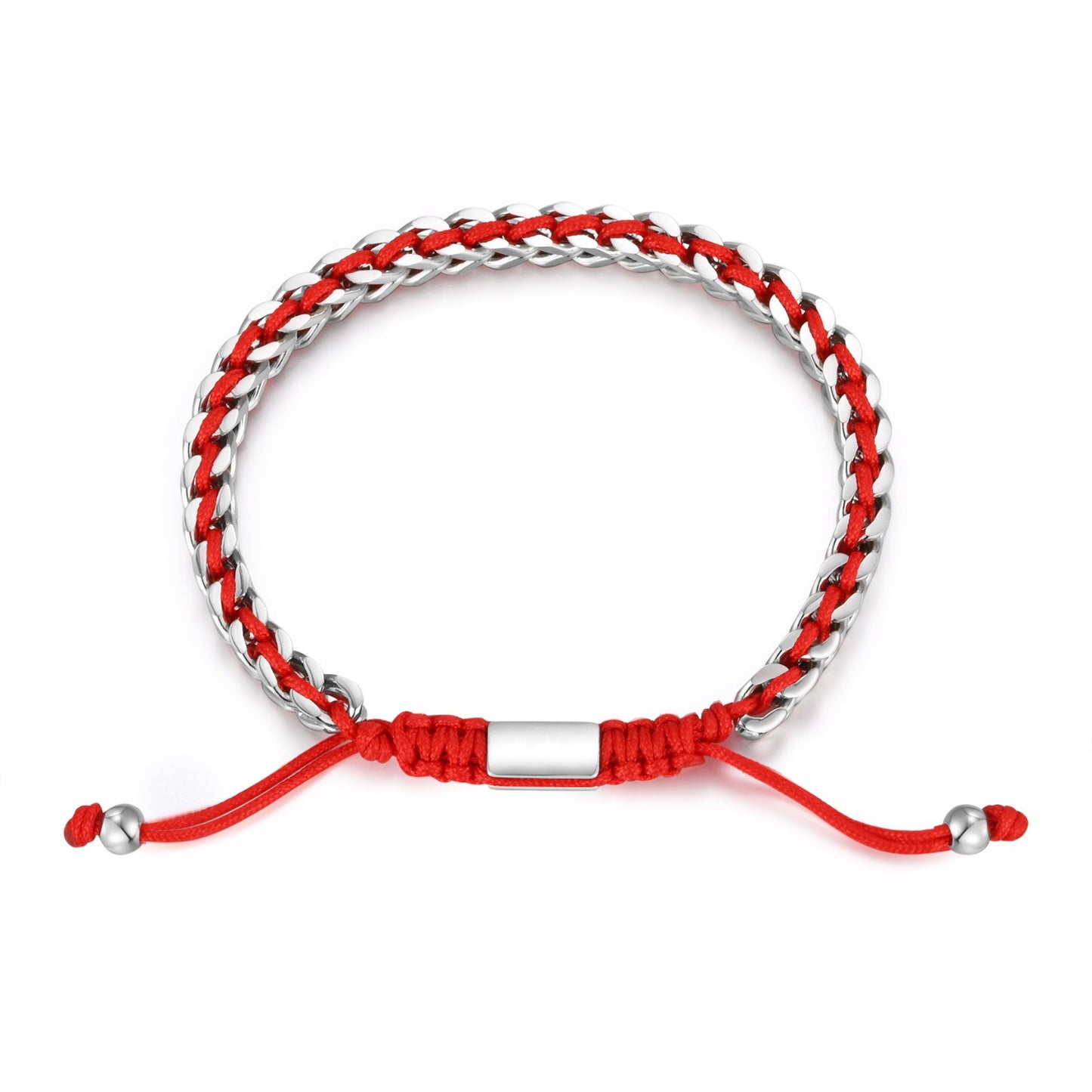 Kemston Stainless Steel Dragon Chain Bracelet for Men Braided Cord Adjustable Style BR-2351