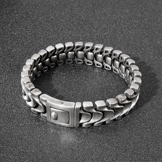 Kemstone Vintage Bolt-Chain Stainless Steel Bracelet - Bold Rugged Design for Men KB117455