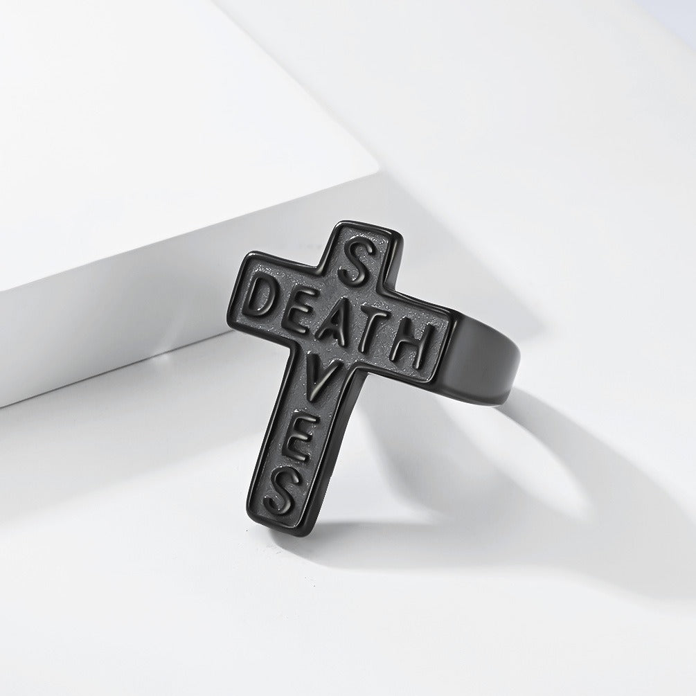 Kemstone Gothic Cross Engraved Stainless Steel Ring Men Punk Vintage Style K-R1188