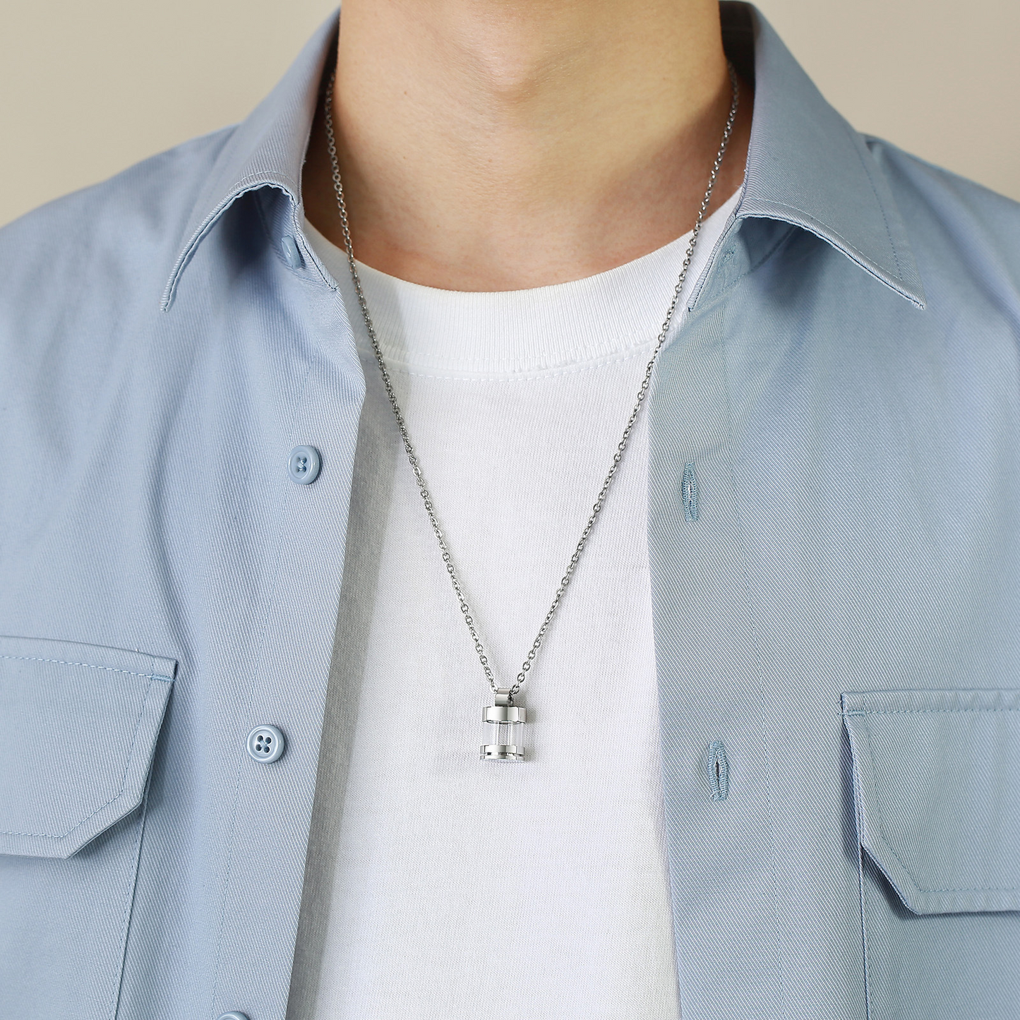 Kemstone Stainless Steel Keepsake Pendant Necklace for Men Women Glass Capsule PN-1537