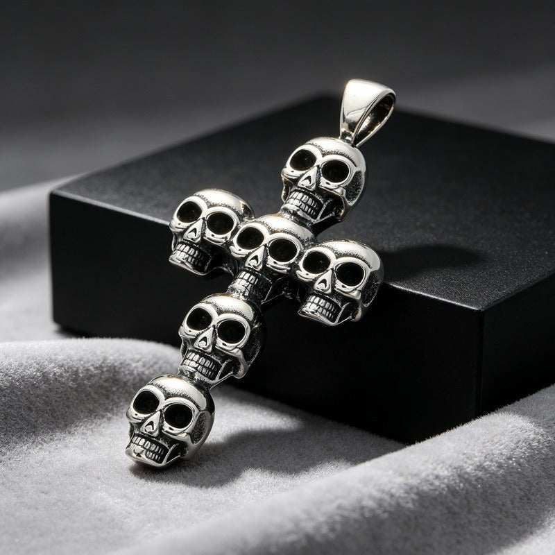 Kemstone Stainless Steel Gothic Skull Cross Pendant Necklace for Men Punk KP118631-LU