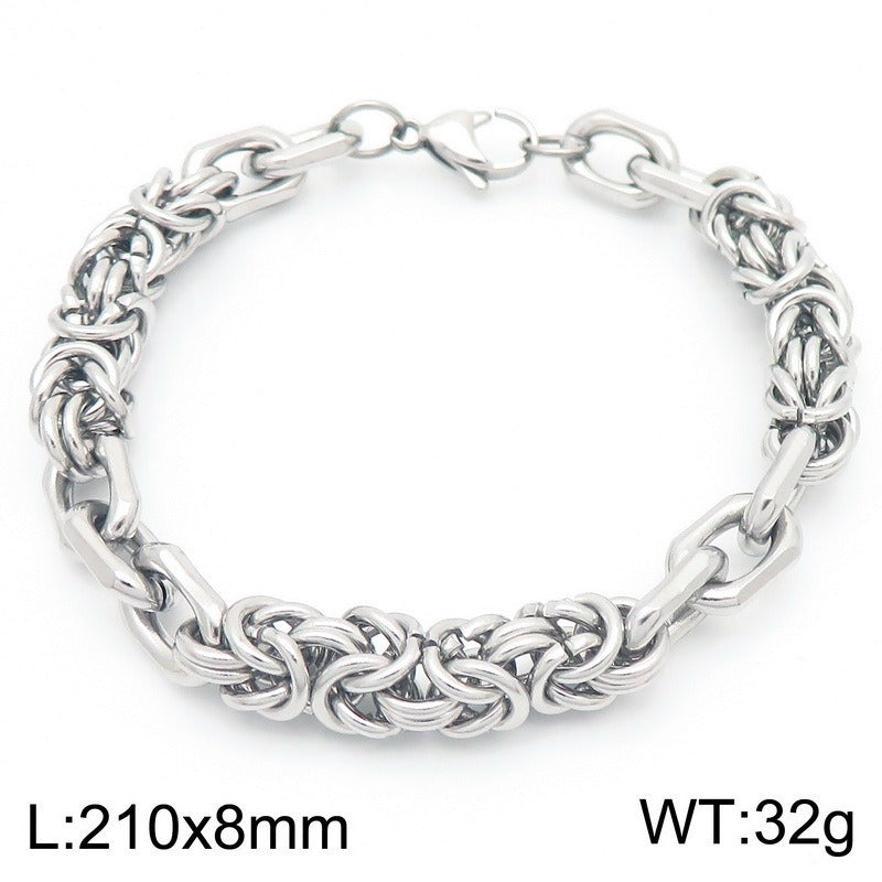 Kemston Braided Bracelet for Men Titanium Steel Handmade Chain Hip Hop Wristband KB186475-Z